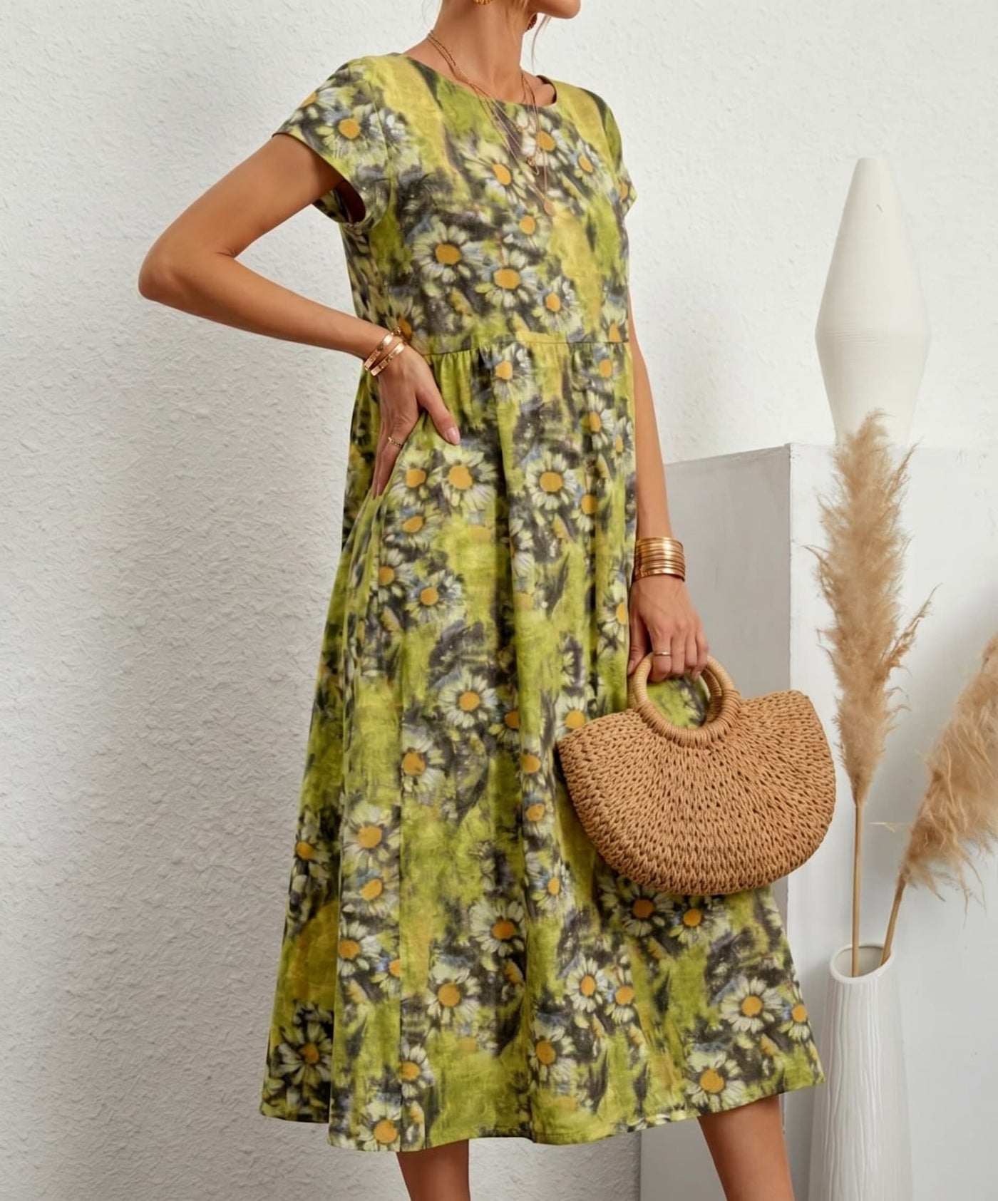 Aurelia™ — Timeless Grace Floral Midi Dress