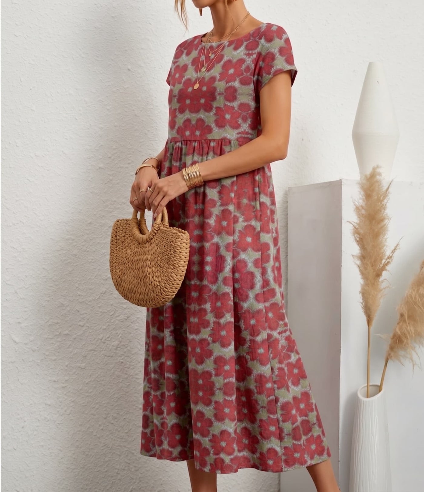 Aurelia™ — Timeless Grace Floral Midi Dress