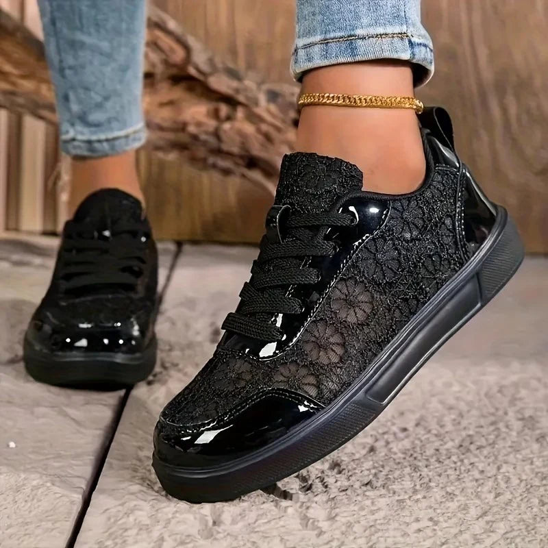 Rosewood | Floral Lace Trainers
