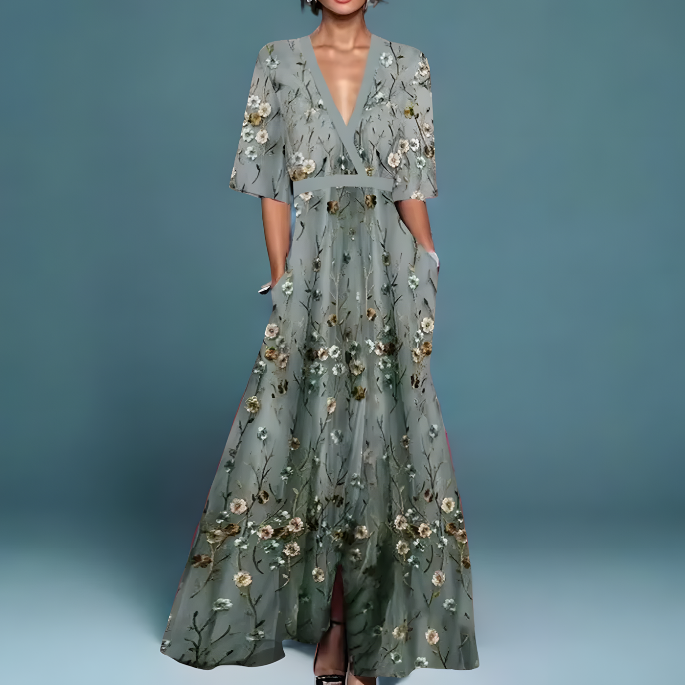 Michelle™ - Elegant Floral Wrap Dress