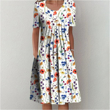 The Anya Pleated Floral Tea Dress