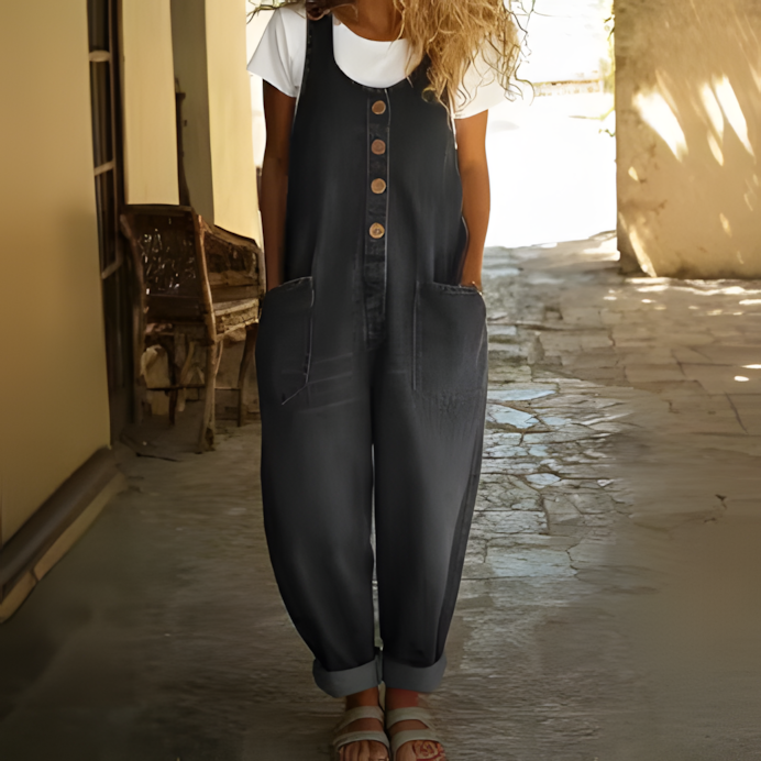 Saylor - Vintage Soft Cotton Denim-Look Overalls