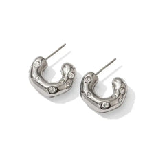 White Gold Studs - Stones