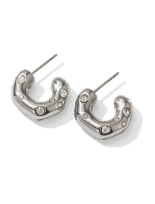 White Gold Studs - Stones