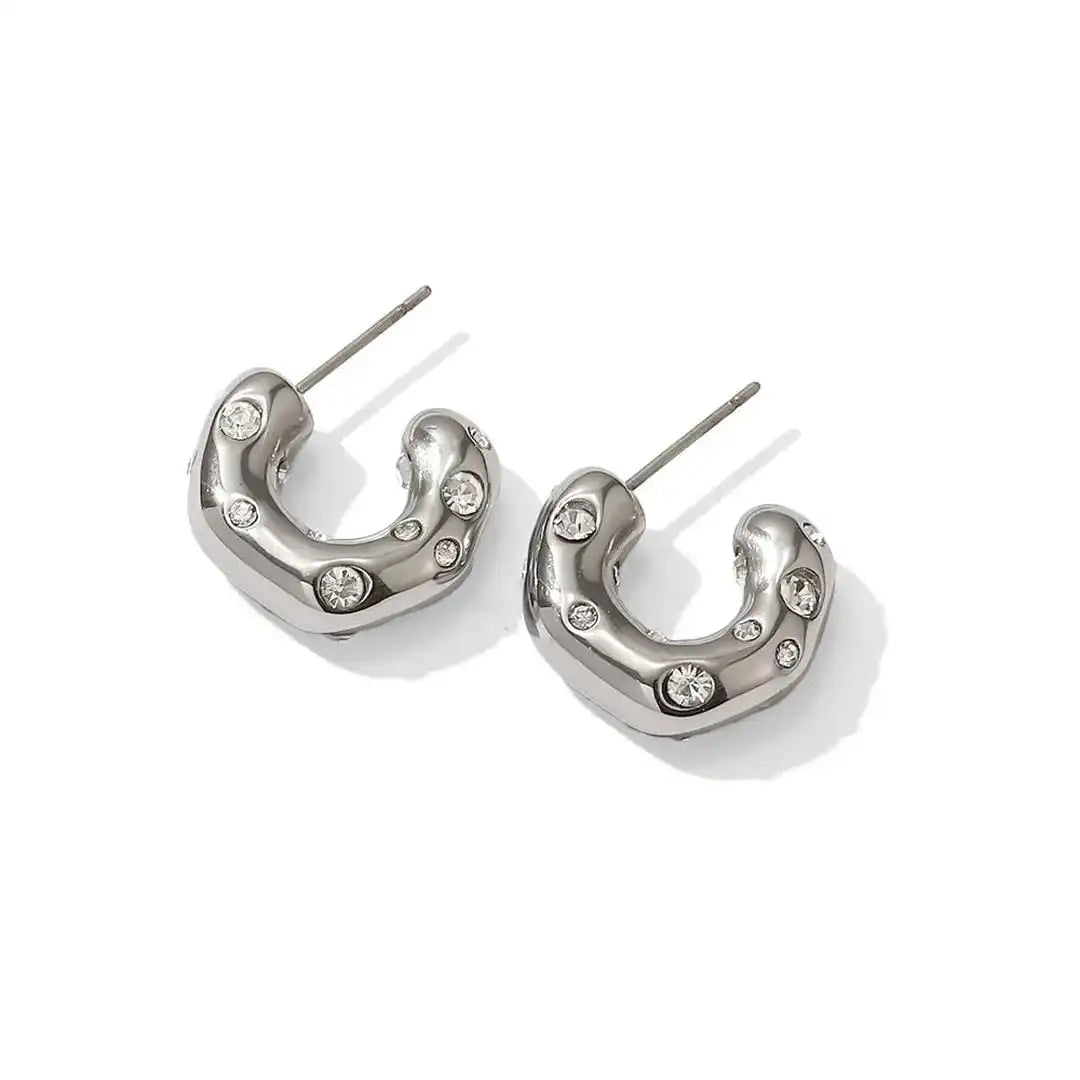 White Gold Studs - Stones