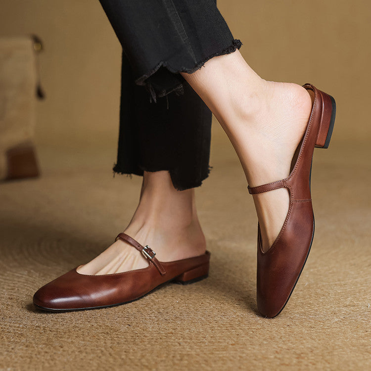 Sarah Mary-Jane Leather Flats