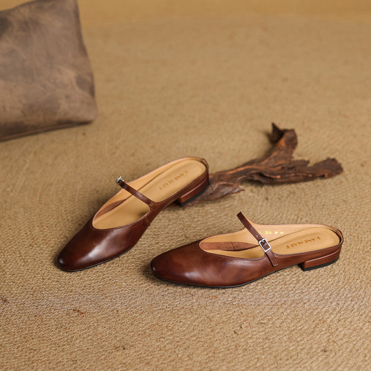 Sarah Mary-Jane Leather Flats