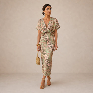 Jasmine | Elegant Twist-Waist Midi Dress