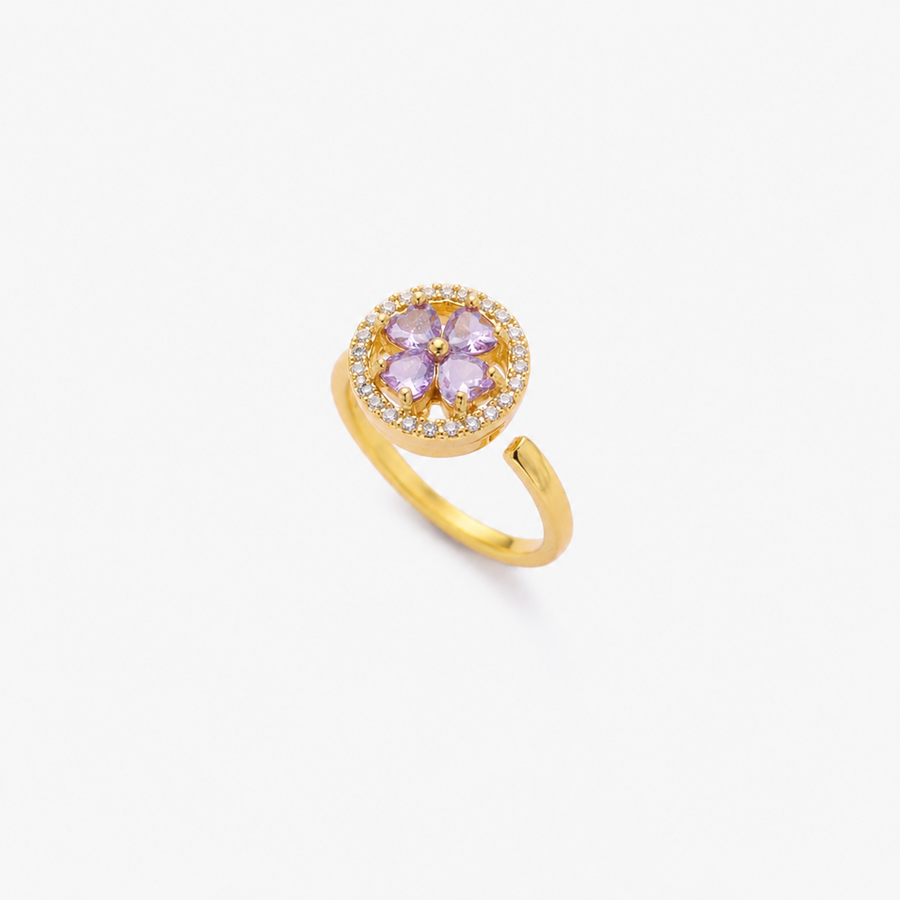 Gold Sapphire Floral Ring