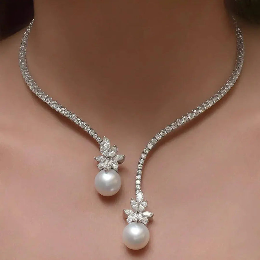 Natalia | Elegant and Bright Necklace with Sterling Silver Pearls