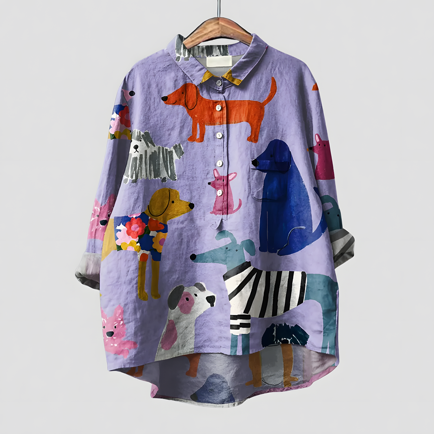 Coralie | Women's Dog Art Print Casual Shirt