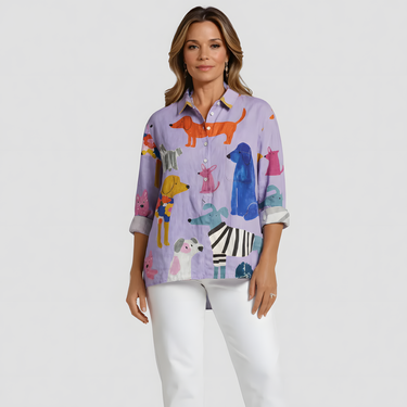 Coralie | Women's Dog Art Print Casual Shirt