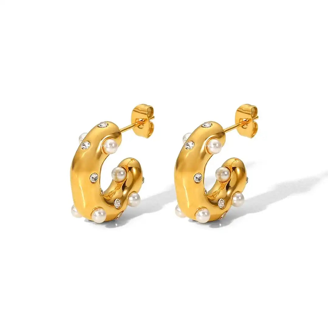 Gold Studs - Stones & Pearls