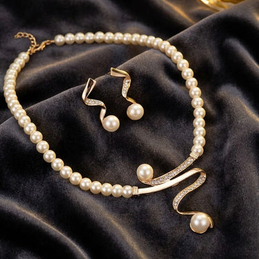 Elegant Wave Pearl Jewellery Set