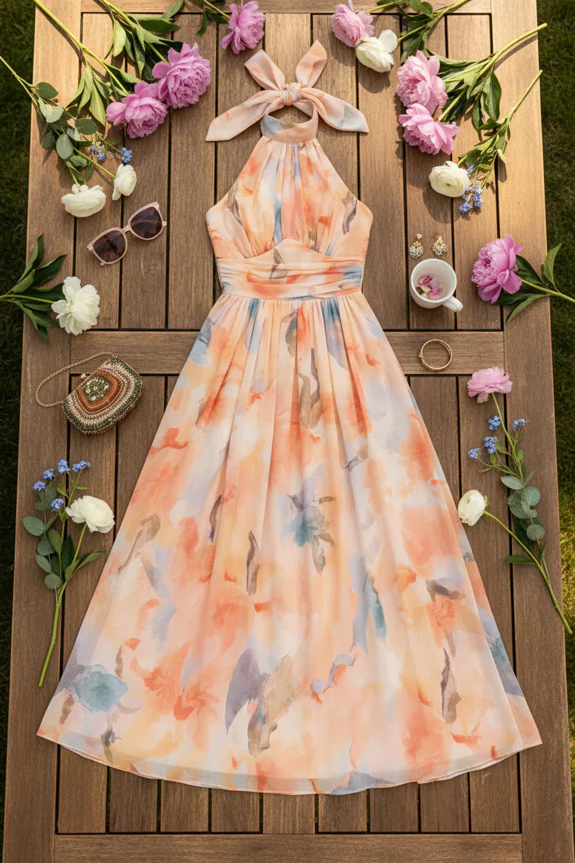 Elin | Soft Halter Midi Dress