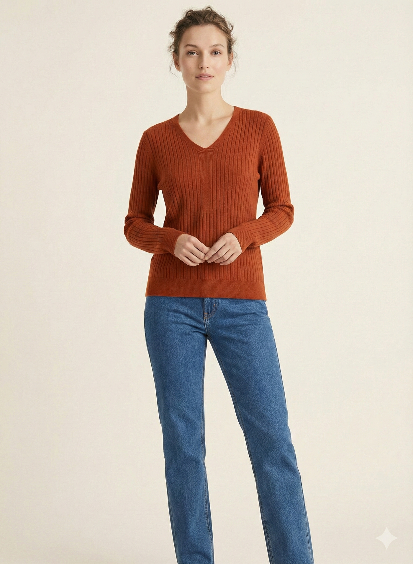 The Sienna Fine-Rib V-Neck