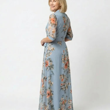 Elowen | Floral Wrap V Neck Maxi Dress
