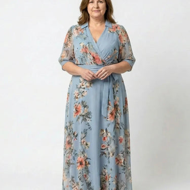 Elowen | Floral Wrap V Neck Maxi Dress